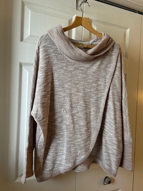 Calvin Klein Light Taupe Marled Cowl Neck Sweater